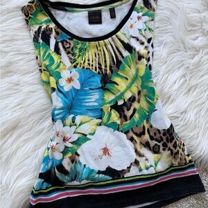 Tropical Print Sleeveless Tank Top
